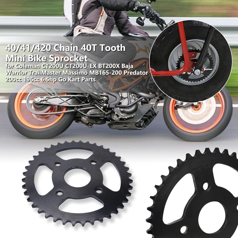 YZMLOL Mini Bike Sprocket 40/41/420 Chain 40T Tooth 40mm Bore Replacement for Coleman CT200U CT200U-EX BT200X Mini Bike Go-Kart Baja Warrior Massimo MB165 200 Predator196cc 200cc 6.5hp Go Kart Parts. - Image 4